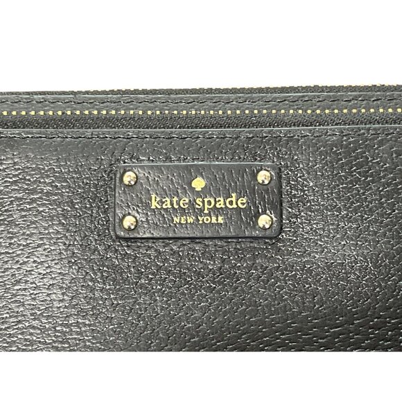 Kate Spade New York Wallet Zip-Around Pebbled Leather Black Rectangle - Picture 3 of 5